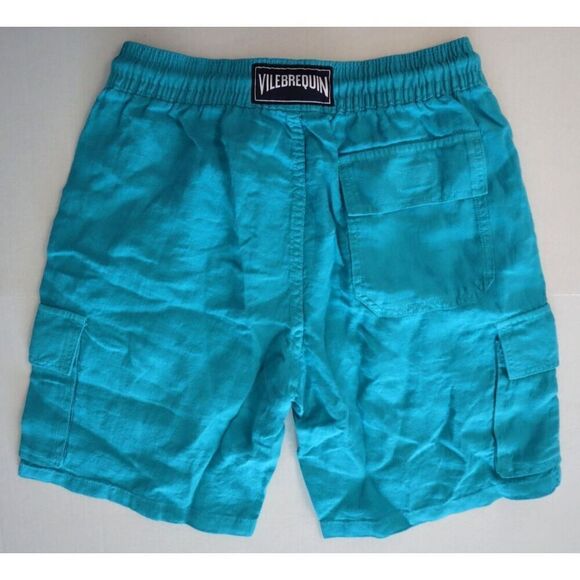 Vilebrequin BAIE9U01 Men's Sz XS Blue Linen Cargo Pockets Bermuda Shorts - Picture 2 of 14